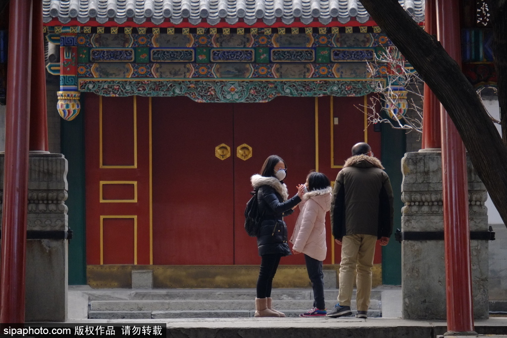 北京颐和园一景：人人出门戴口罩，安全防疫靠大家