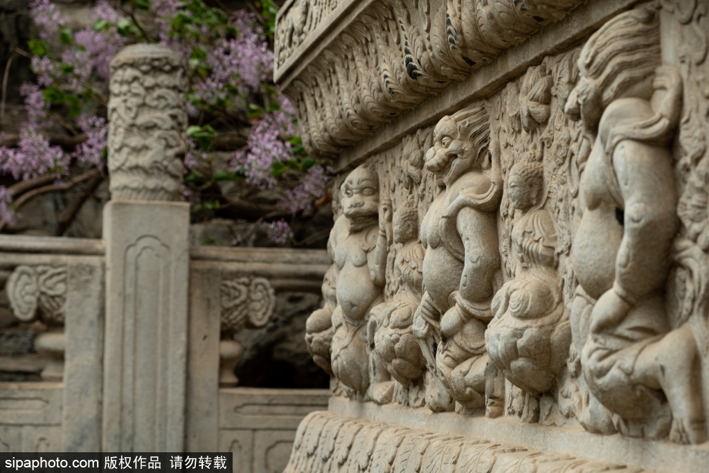 清明春雨中的北海公园漪澜堂和静憩轩