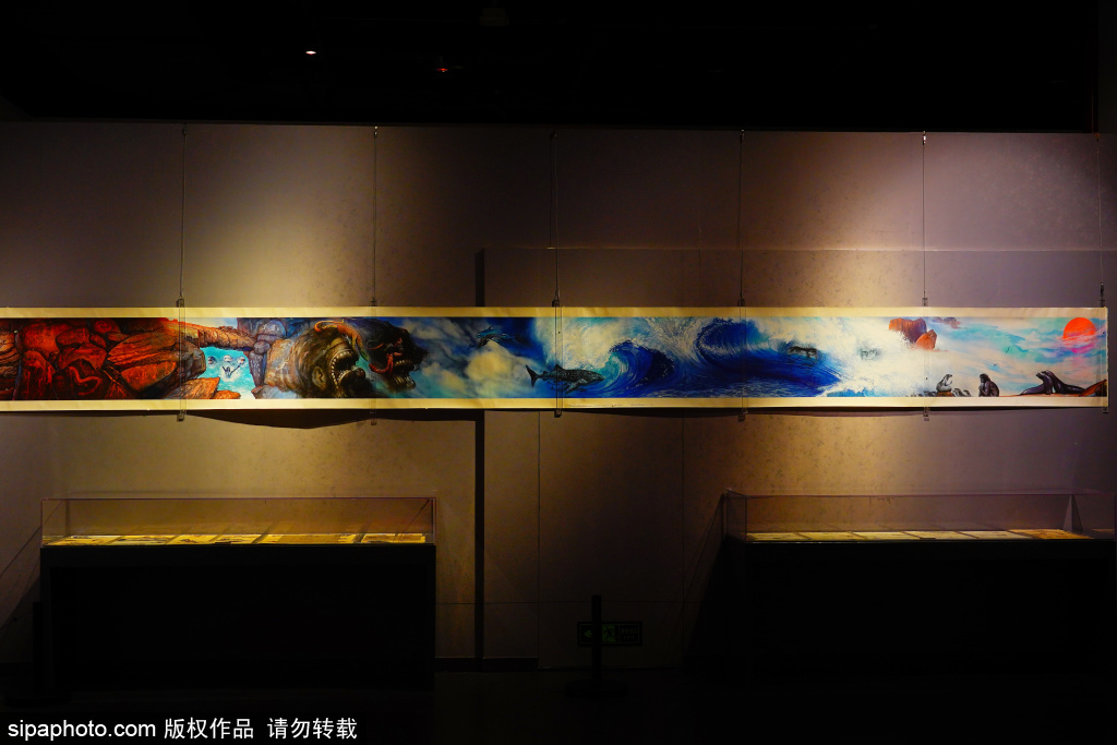 澳华人艺术家姚迪雄所作百余米长卷，在《人与自然·澳洲魂》展出