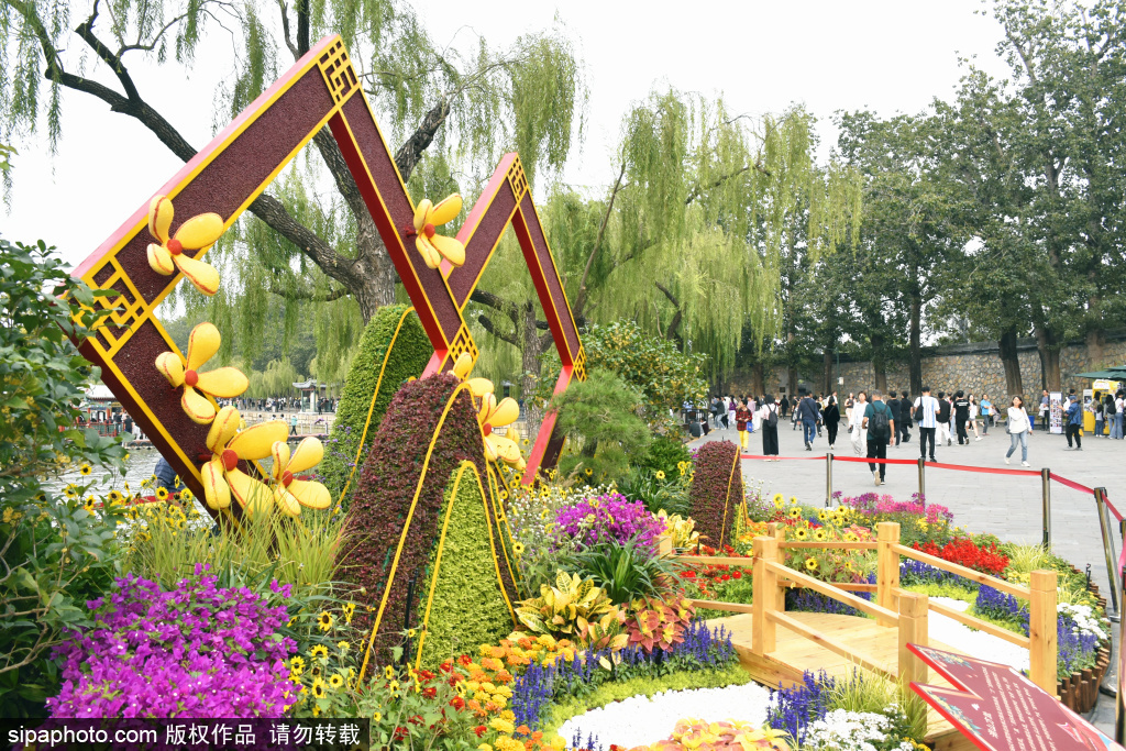 立体花坛亮相颐和园 盛装迎中秋国庆双节